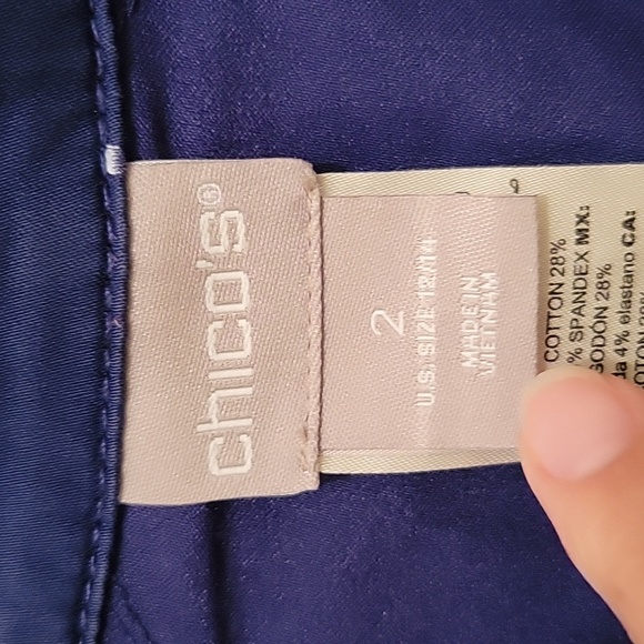 Chico’s Navy and White Polka Dot Luxe Twill Utility Jacket - Size 12/14 - Picture 10 of 11